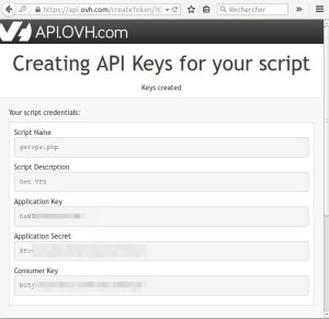 OVH api keys résulstat